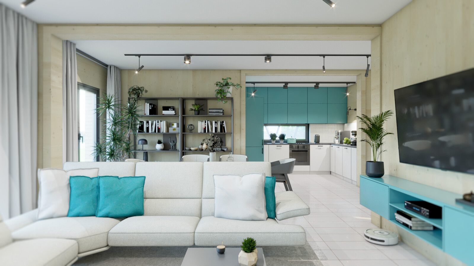 Modulhaus Syndin Wohnzimmer 1