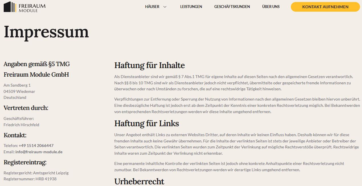 Impressum | Freiraum Module